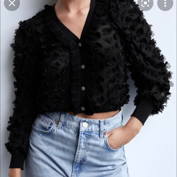 Zara Black Cardigan w Jewel Buttons NWT - Picture 3 of 9